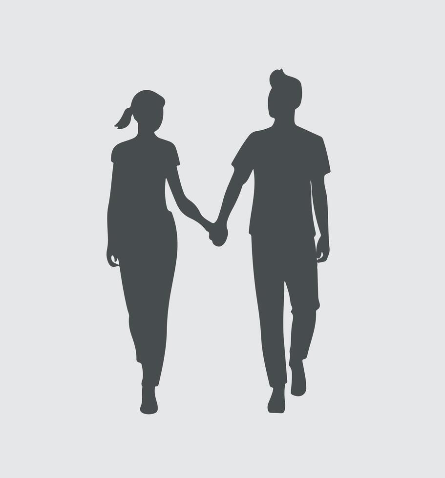 AI generated Silhouette of bride and groom vector