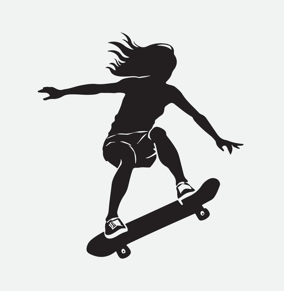 AI generated skateboarder silhouette vector
