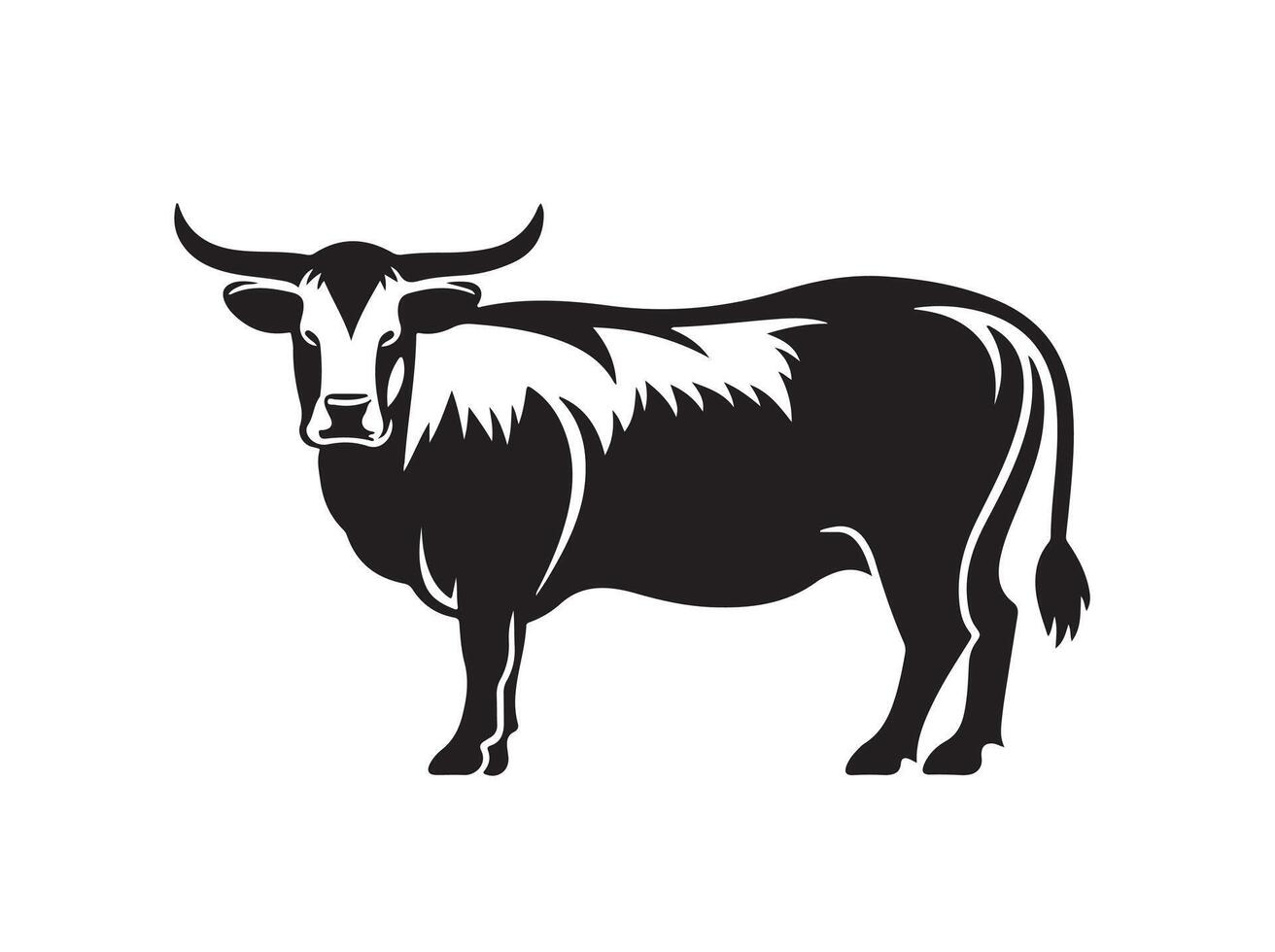 silueta vaca aislado en blanco vector