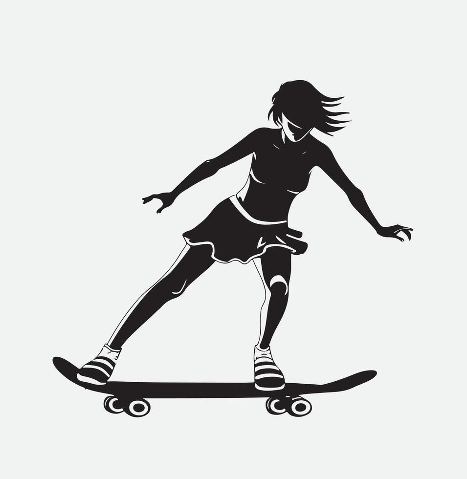 AI generated skateboarder silhouette vector