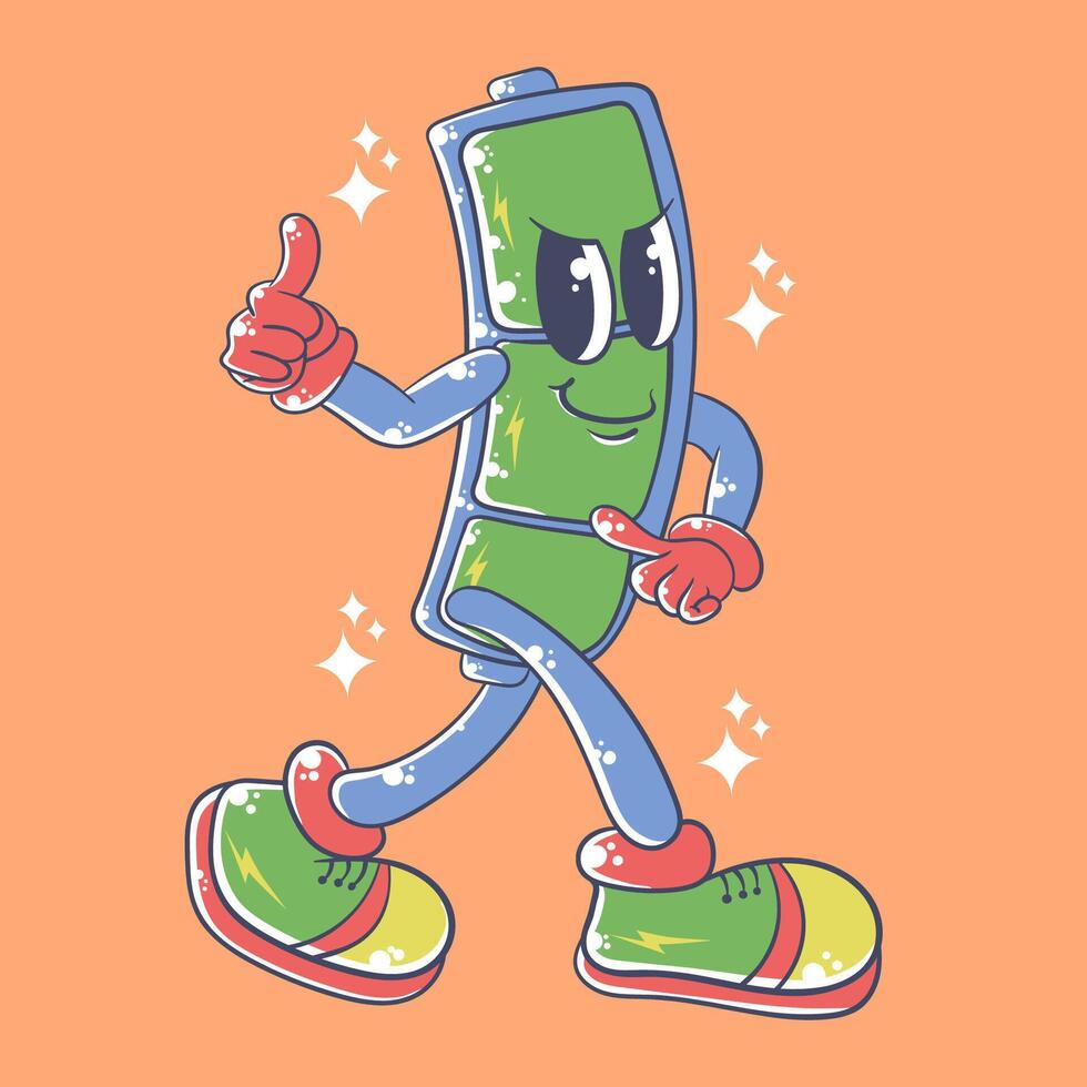 Cute Battery Cartoon Vector Illustration