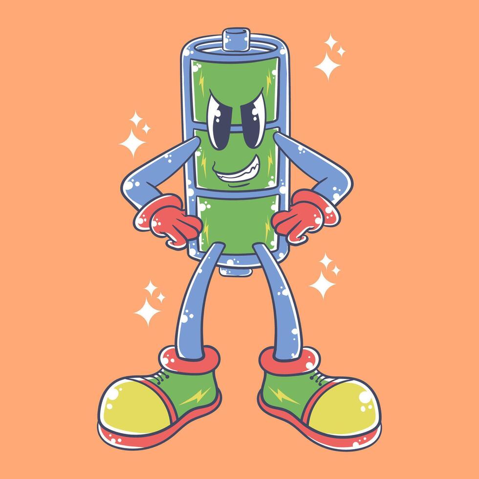 Cute Battery Cartoon Vector Illustration