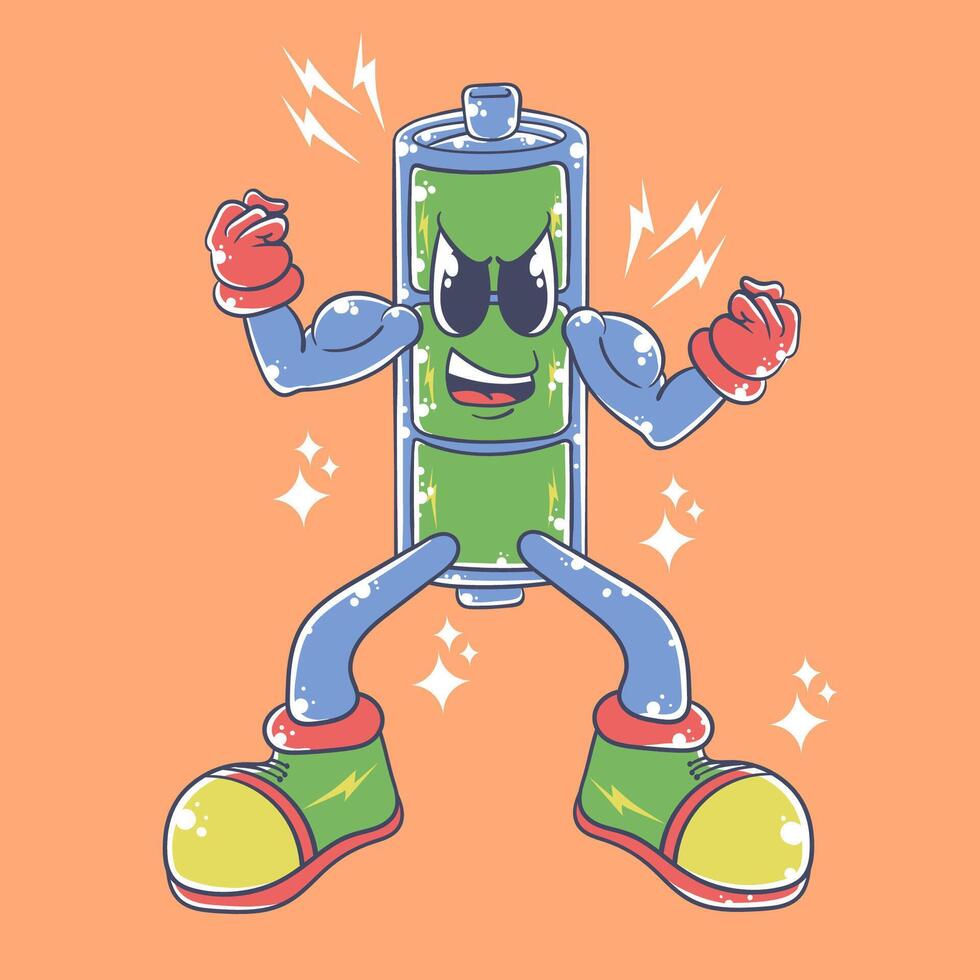 Cute Battery Cartoon Vector Illustration