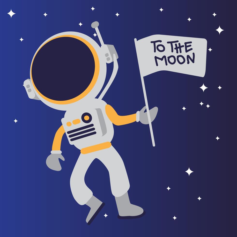 astronauta agarrando un bandera icono vector