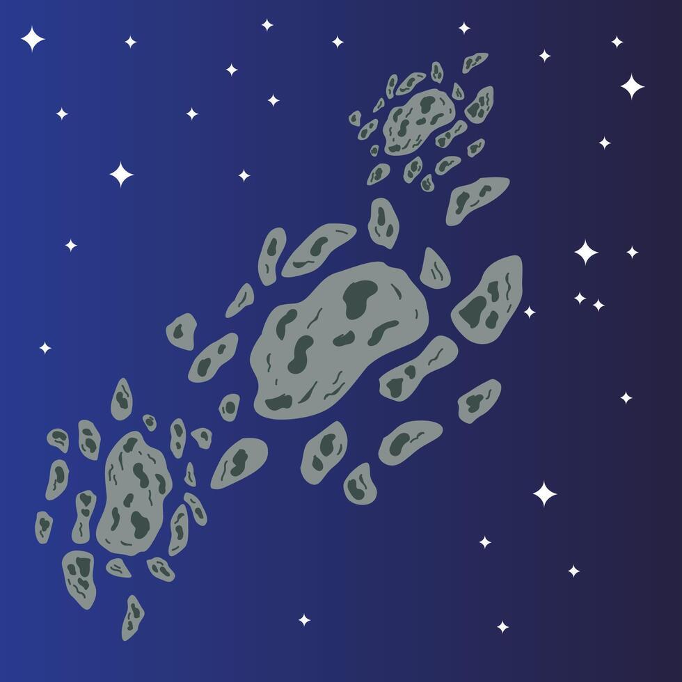 espacio asteroides plano icono vector