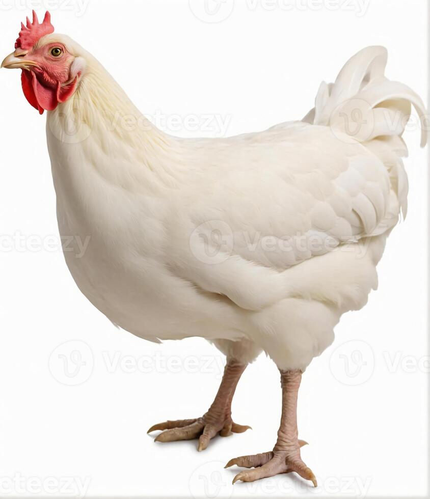 AI generated Big organic roaming natural white and village chicken photo