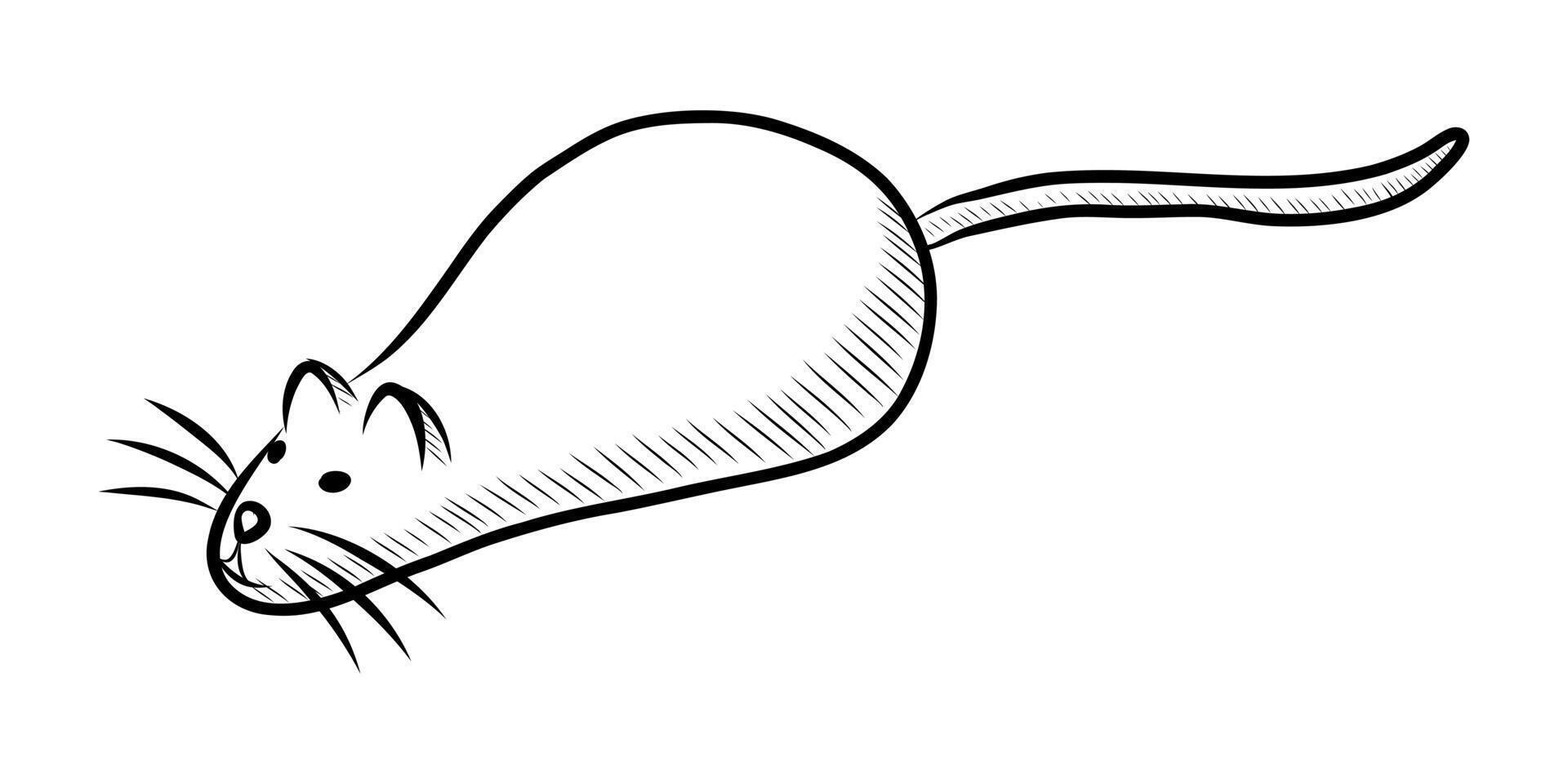 BLACK AND WHITE VECTOR DRAWING OF A TOY MOUSE FOR PETS