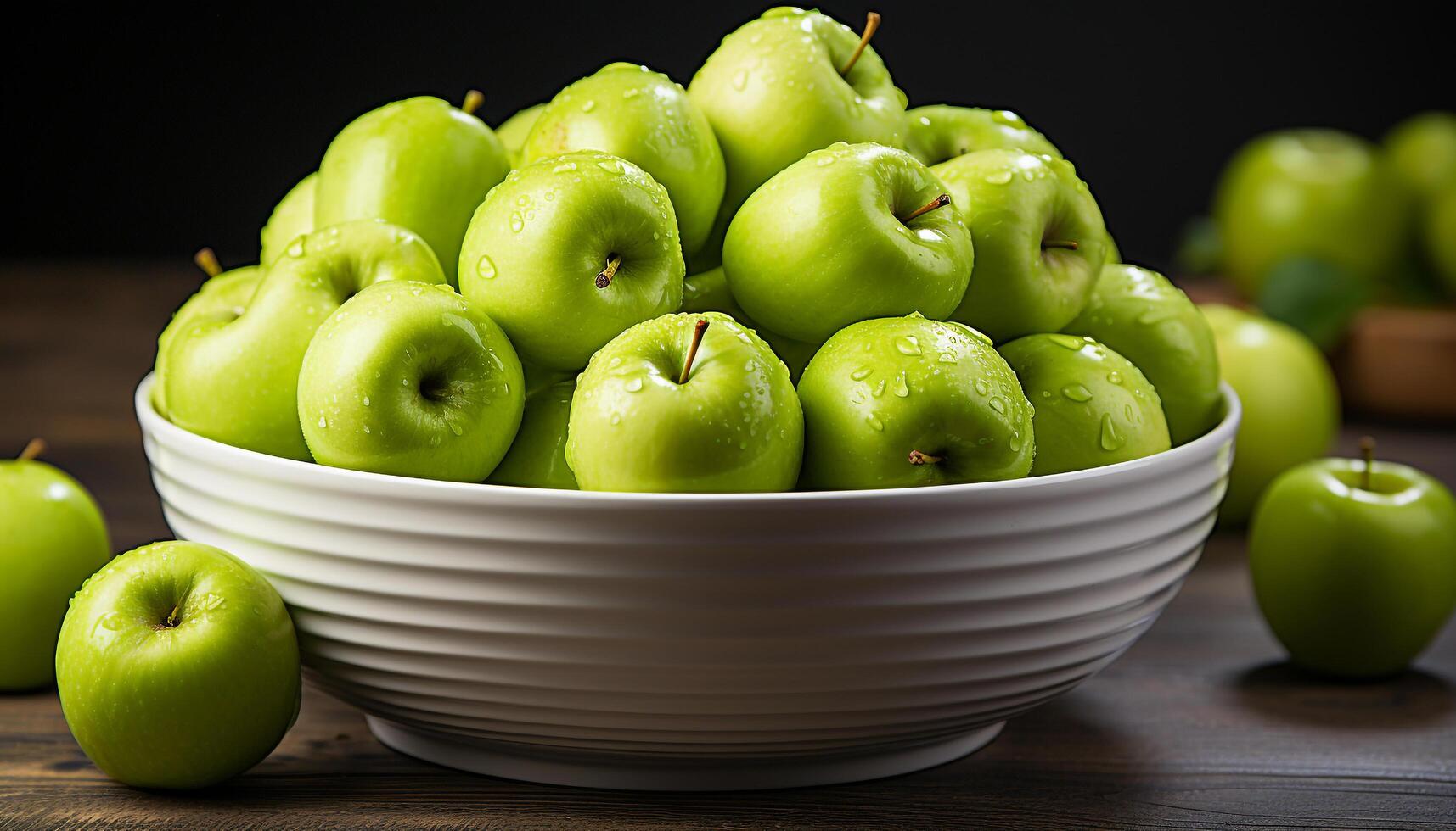 AI generated Freshness and nature in a bowl of organic apple generated by AI photo