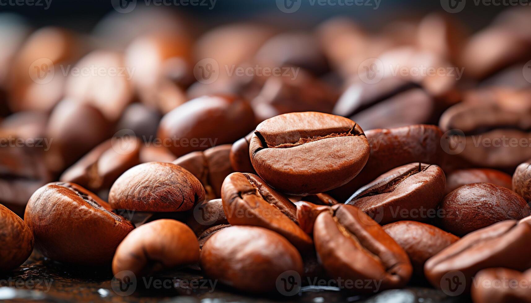AI generated A large heap of fresh coffee beans, nature caffeine generated by AI photo