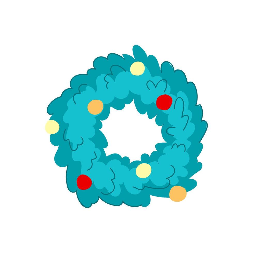 banner christmas wreath cartoon vector illustration