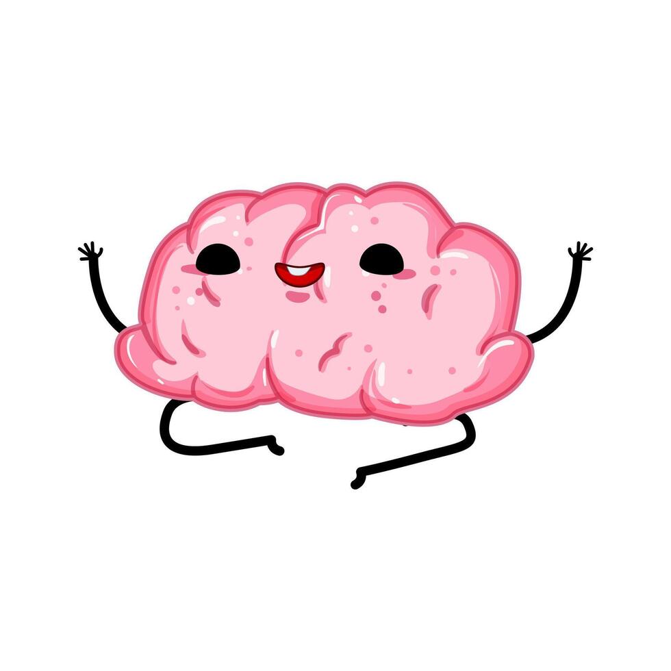 cute brain character cartoon vector illustration
