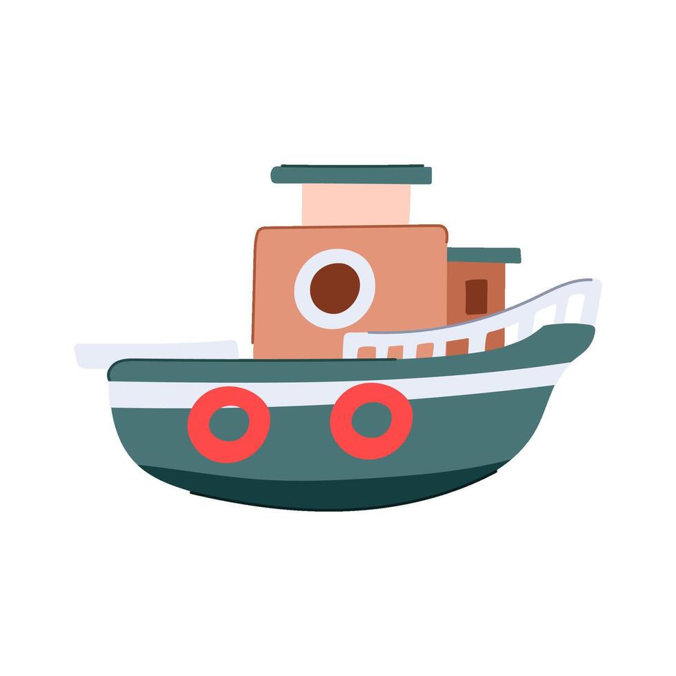 puzzle boat toy cartoon vector illustration