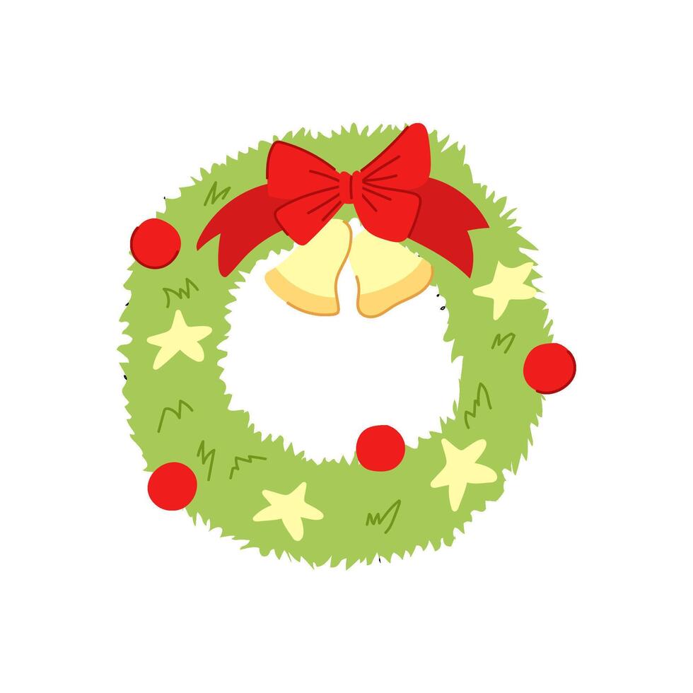 garland christmas wreath cartoon vector illustration