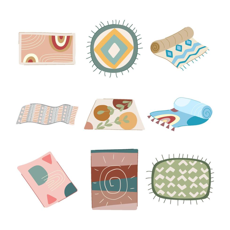 boho rug set cartoon vector illustration