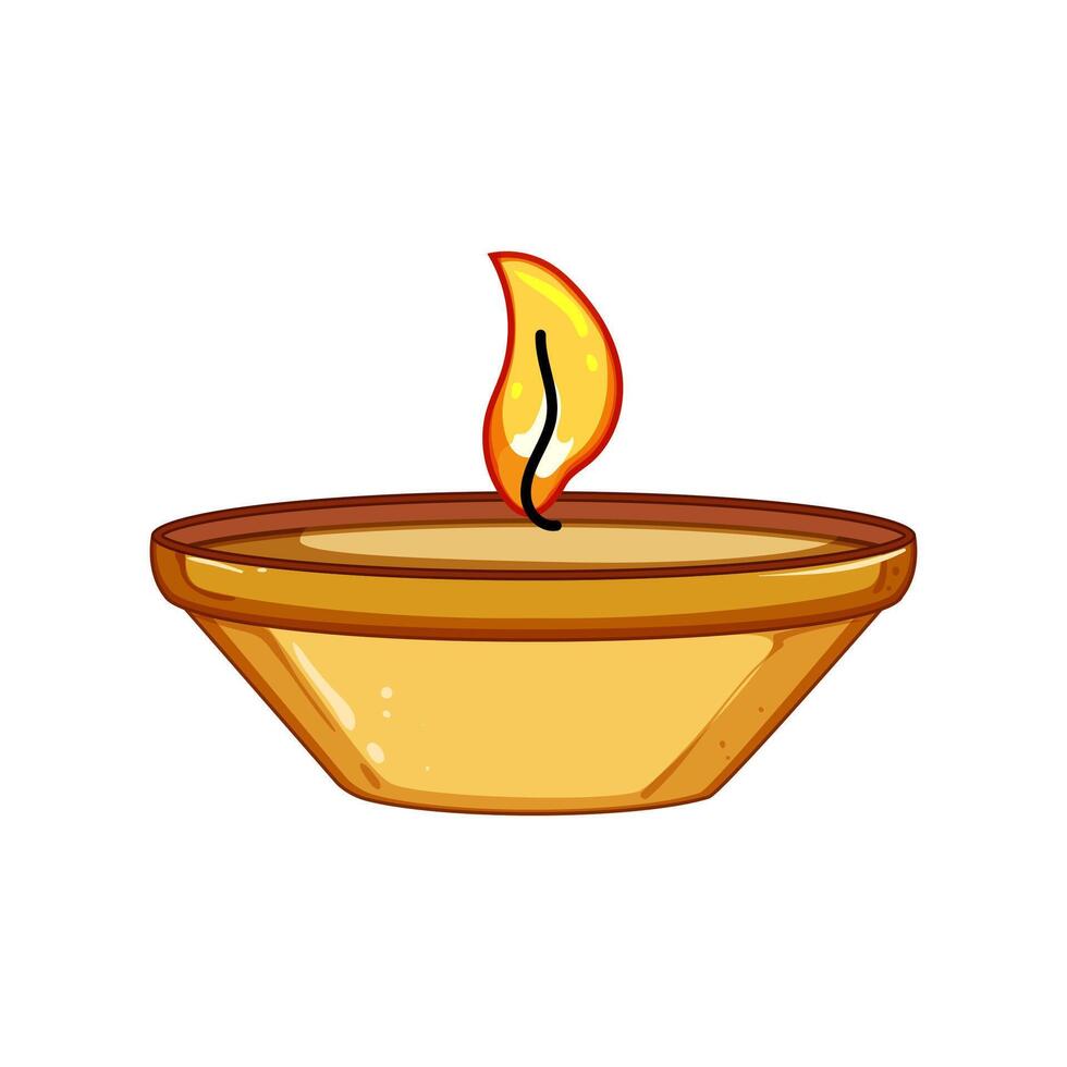 happy diwali lamp cartoon vector illustration