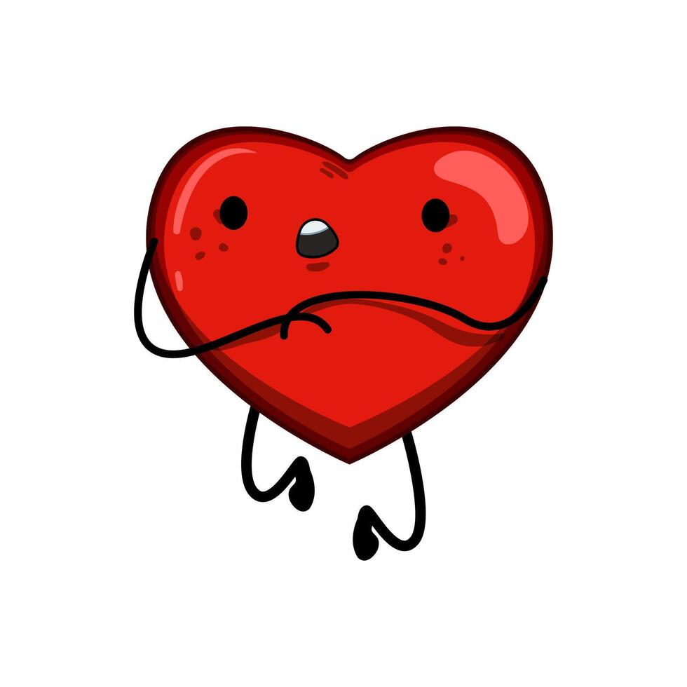 funny heart character cartoon vector illustration