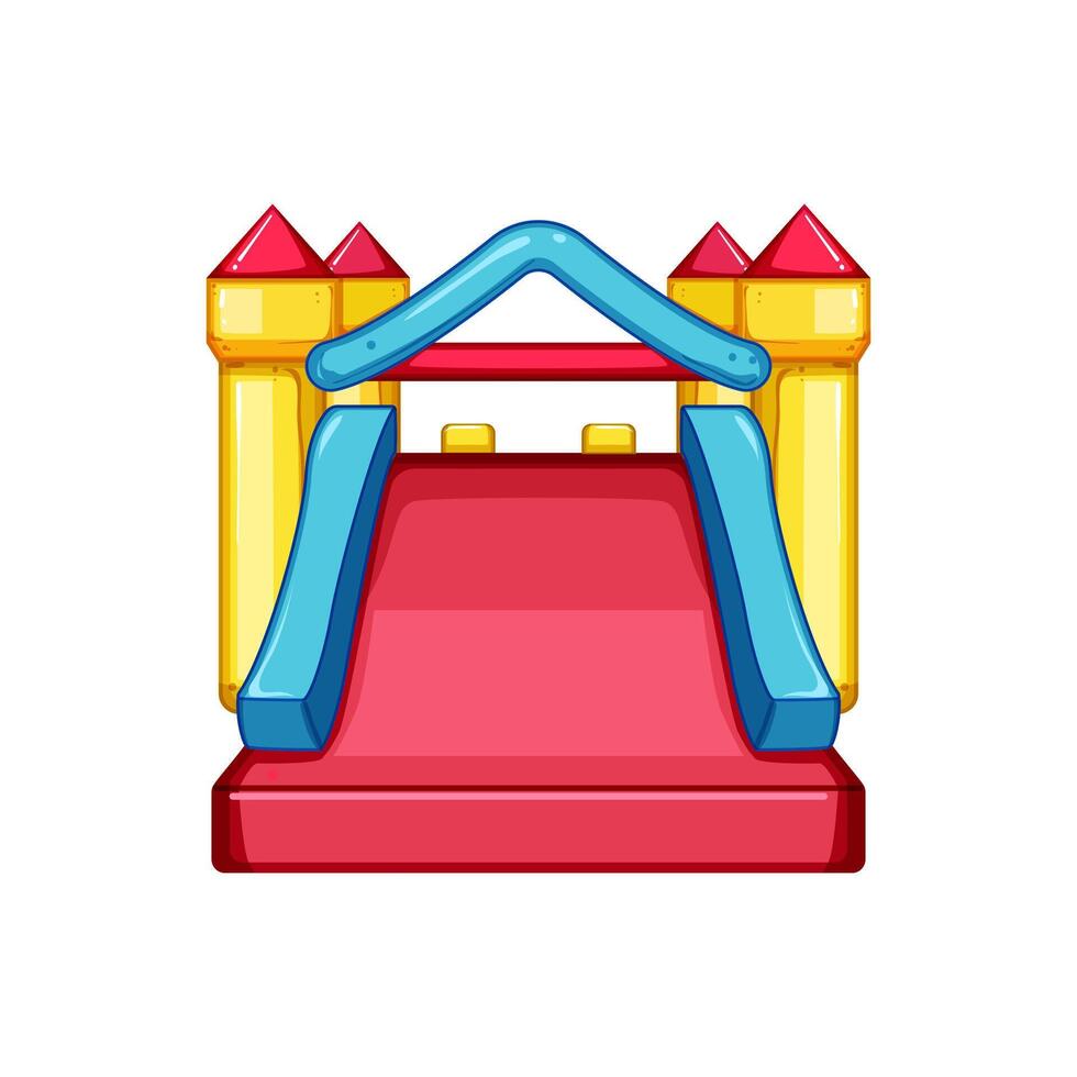 fun inflatable castle cartoon vector illustration