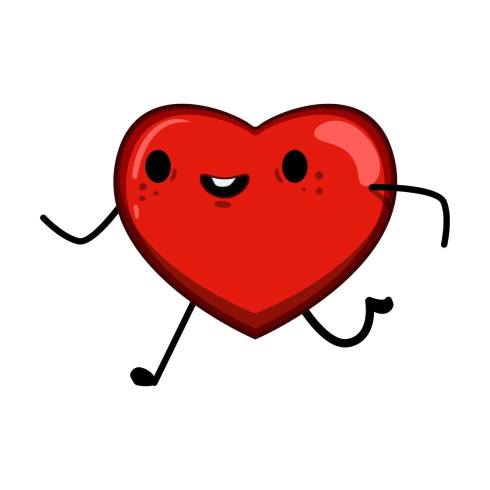 sticker heart character cartoon vector illustration