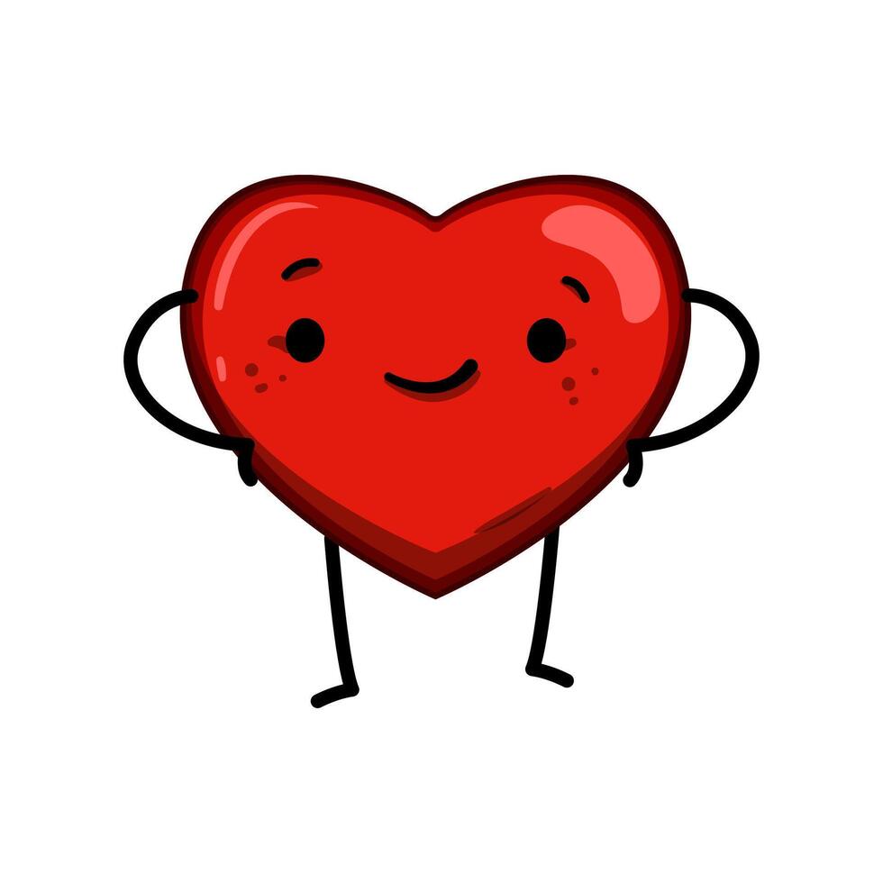 doodle heart character cartoon vector illustration