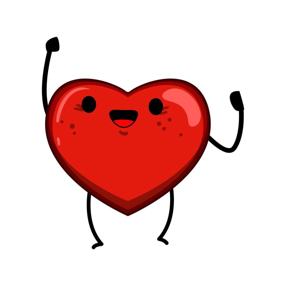 cute heart character cartoon vector illustration