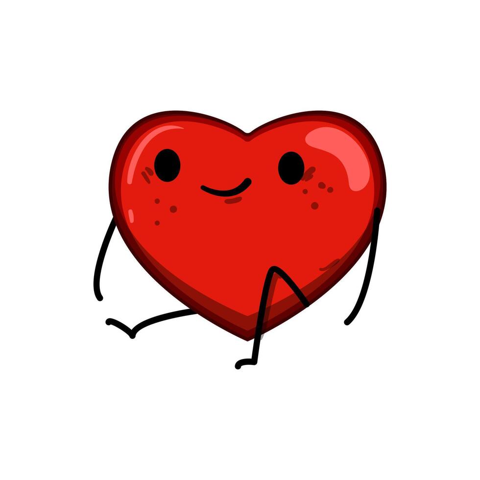 love heart character cartoon vector illustration