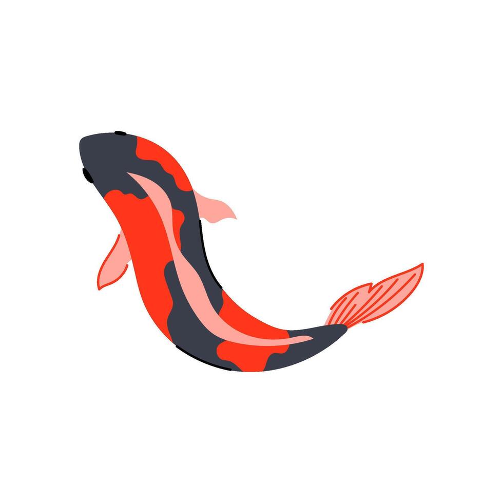 rojo koi pescado carpa dibujos animados vector ilustración