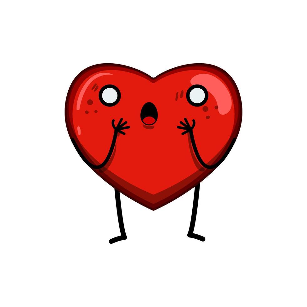 groovy heart character cartoon vector illustration