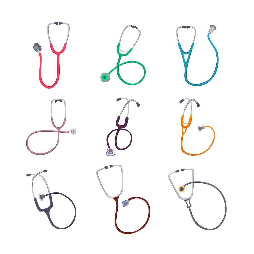stethoscope set cartoon vector illustration