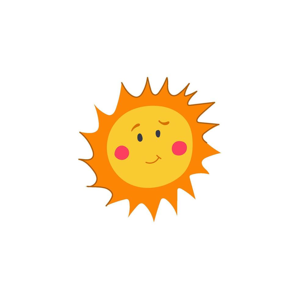 vintage sun character cartoon vector illustration