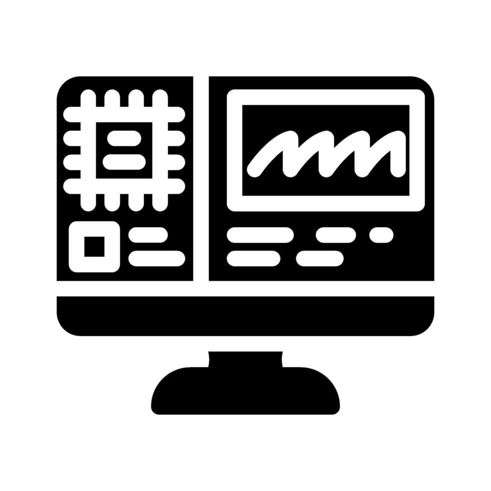 hardware diagnóstico reparar computadora glifo icono vector ilustración