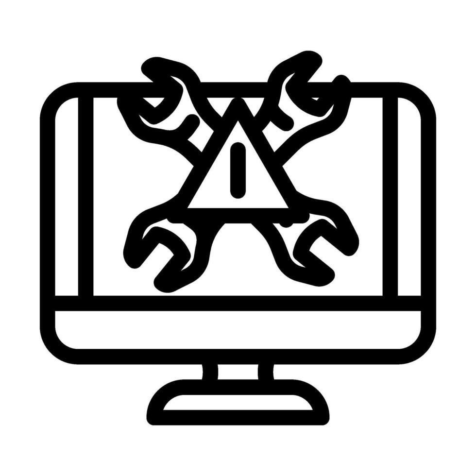 troubleshooting pc repair computer line icon vector illustration
