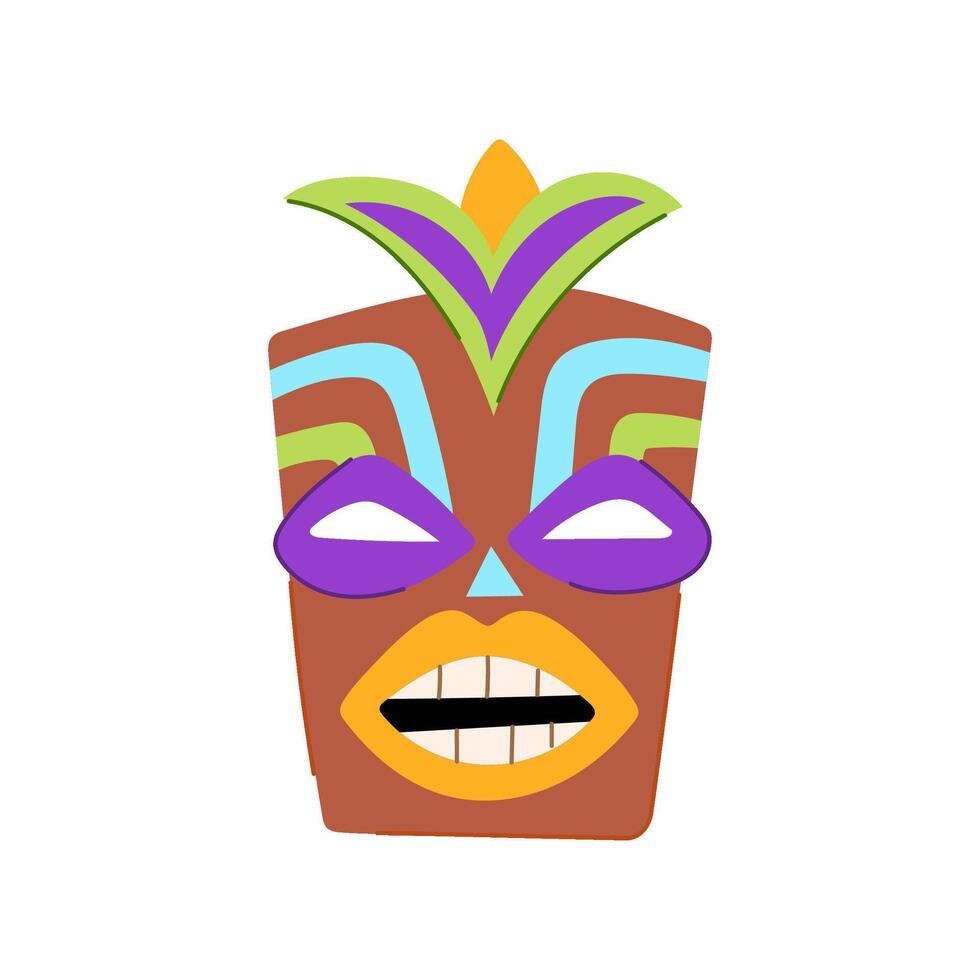 hawaiian tiki mask cartoon vector illustration