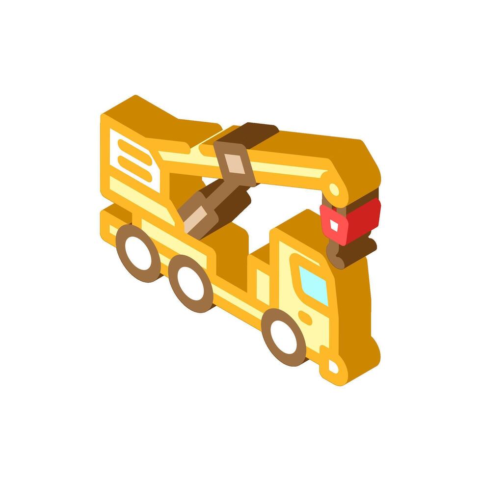 crane truck construction vehicle isometric icon vector illustration