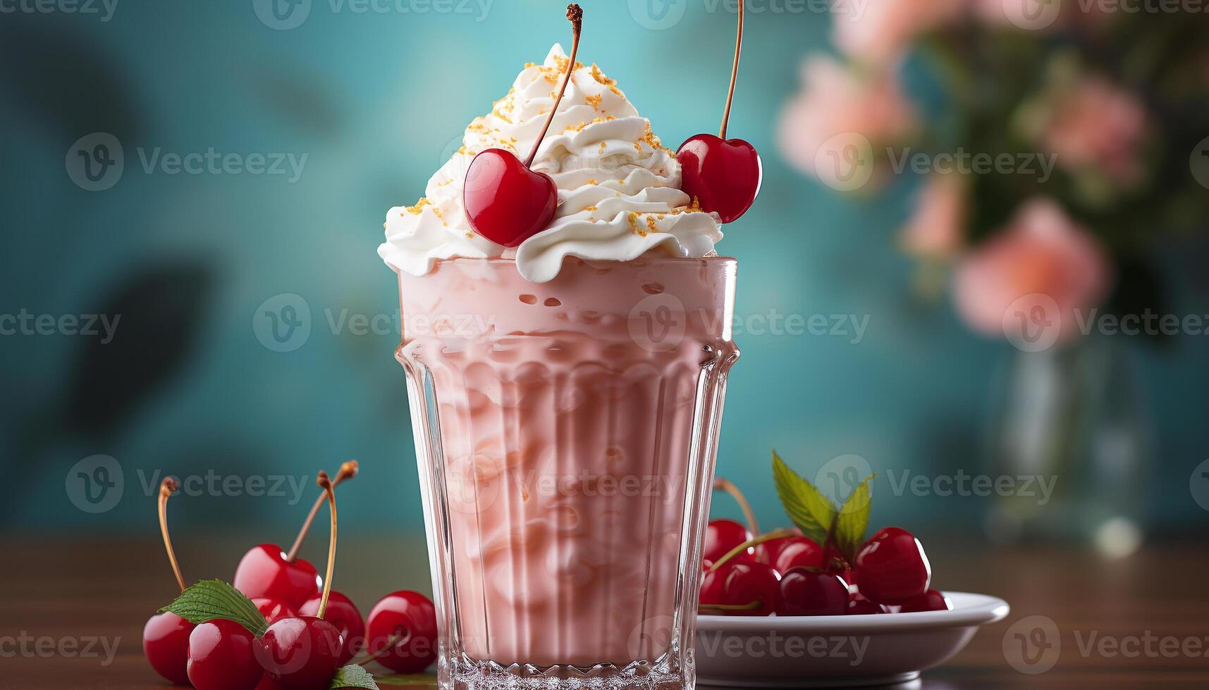 AI generated Fresh fruit dessert on wooden table, a summer delight generated by AI photo