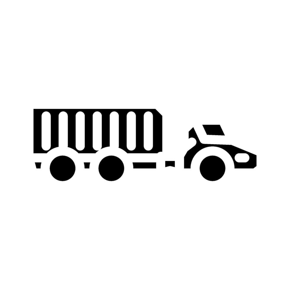 articulated hauler construction vehicle glyph icon vector illustration