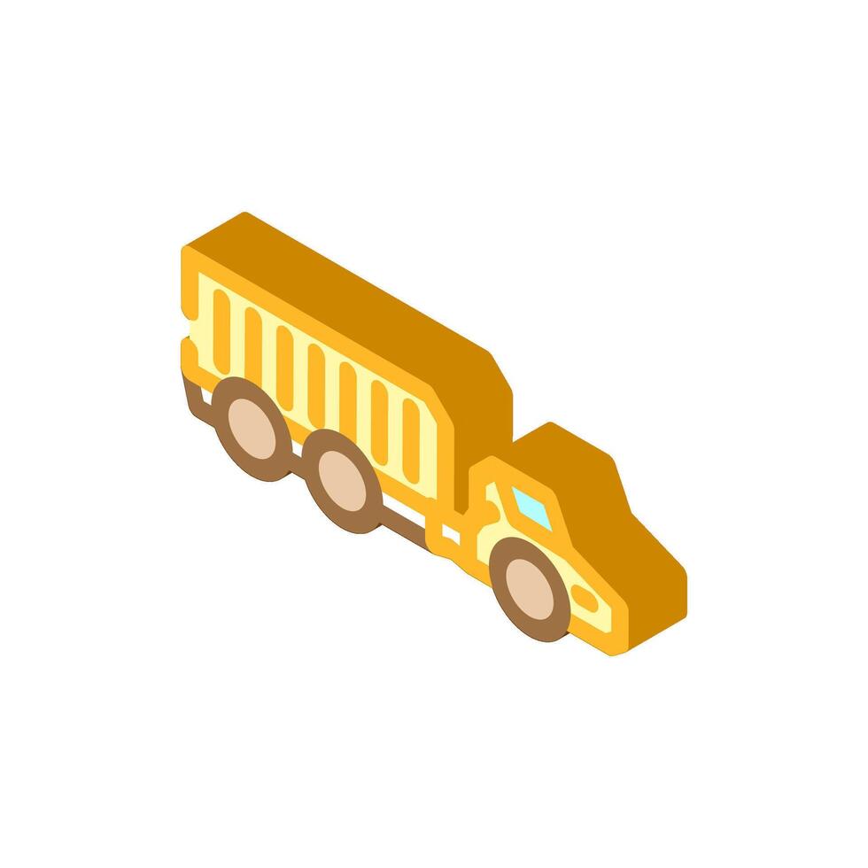 articulado transportista construcción vehículo isométrica icono vector ilustración