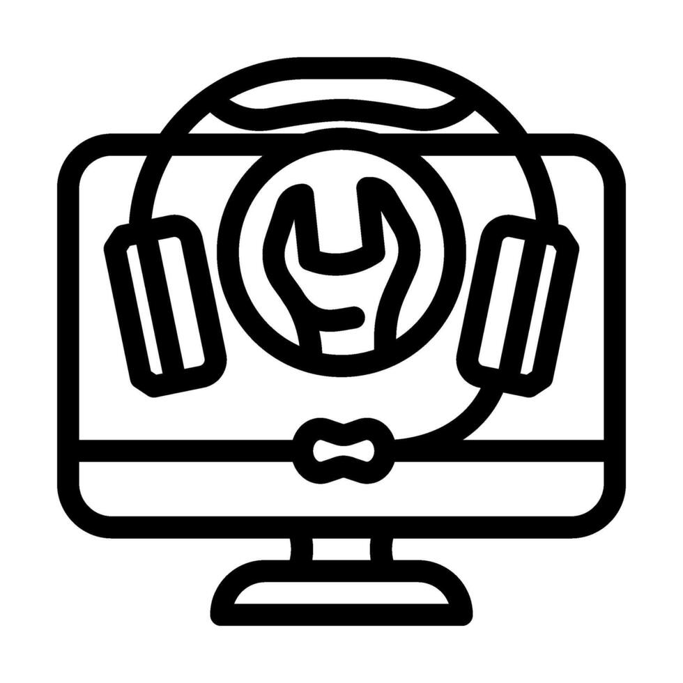 remote assistance repair computer line icon vector illustration