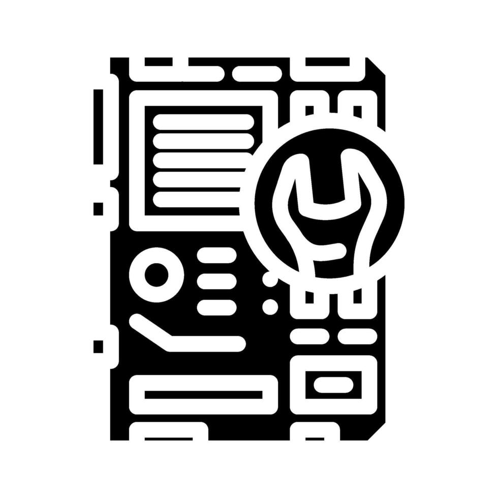 motherboard repair computer glyph icon vector illustration