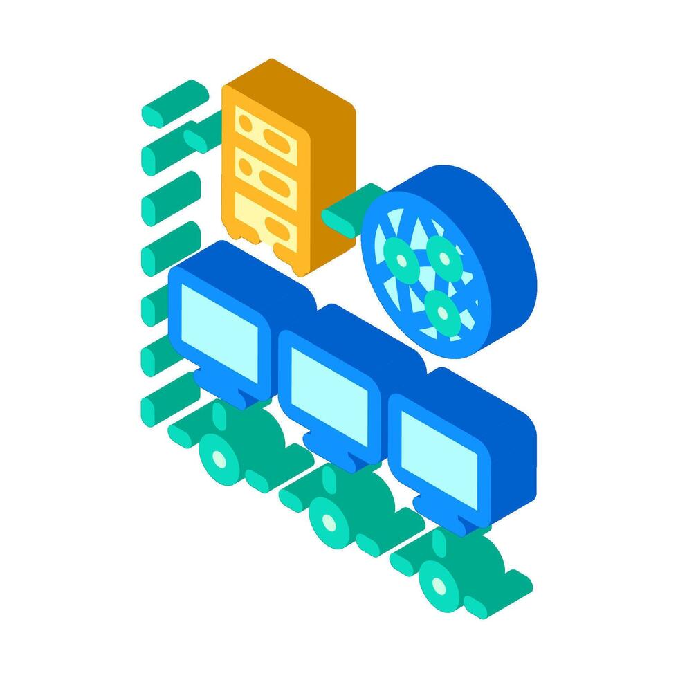 network configuration repair computer isometric icon vector illustration