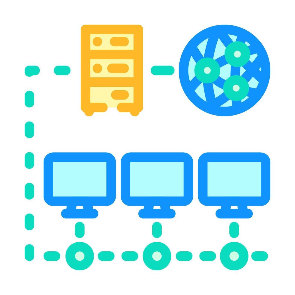 network configuration repair computer color icon vector illustration