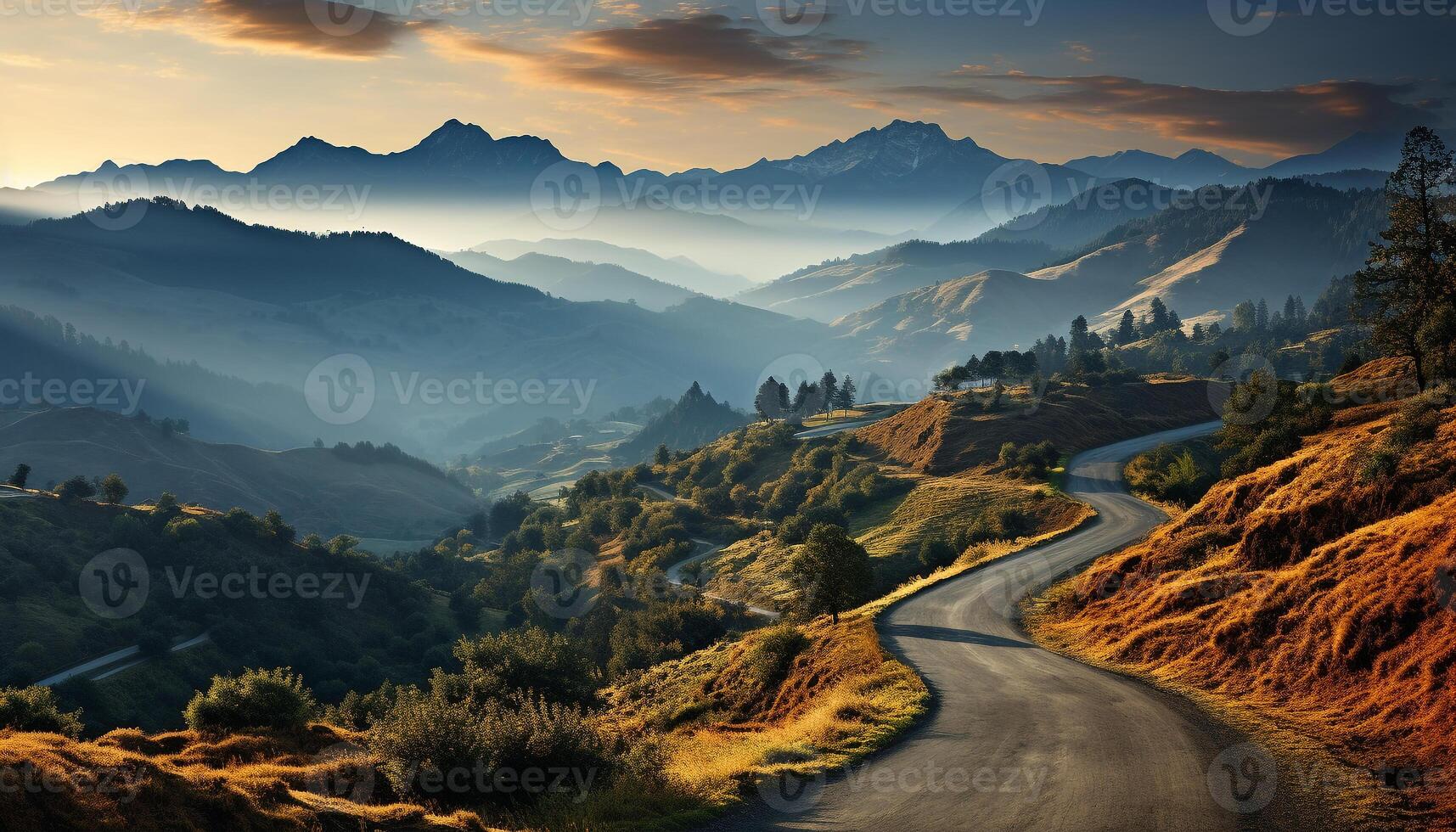 AI generated Travel to the rural meadow, explore nature beauty generated by AI photo