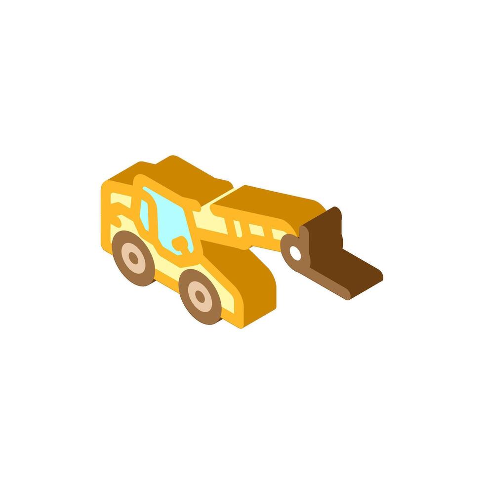telescopic handler construction vehicle isometric icon vector illustration