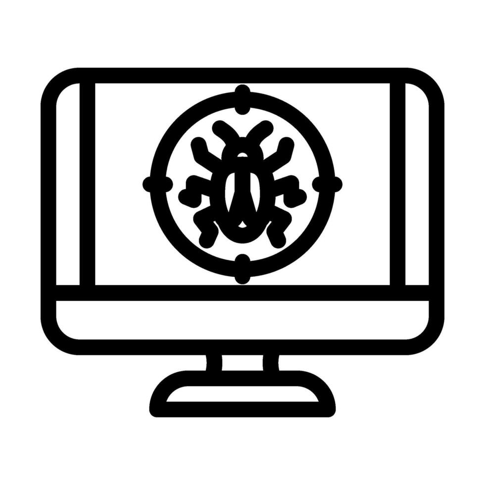 virus removal repair computer line icon vector illustration