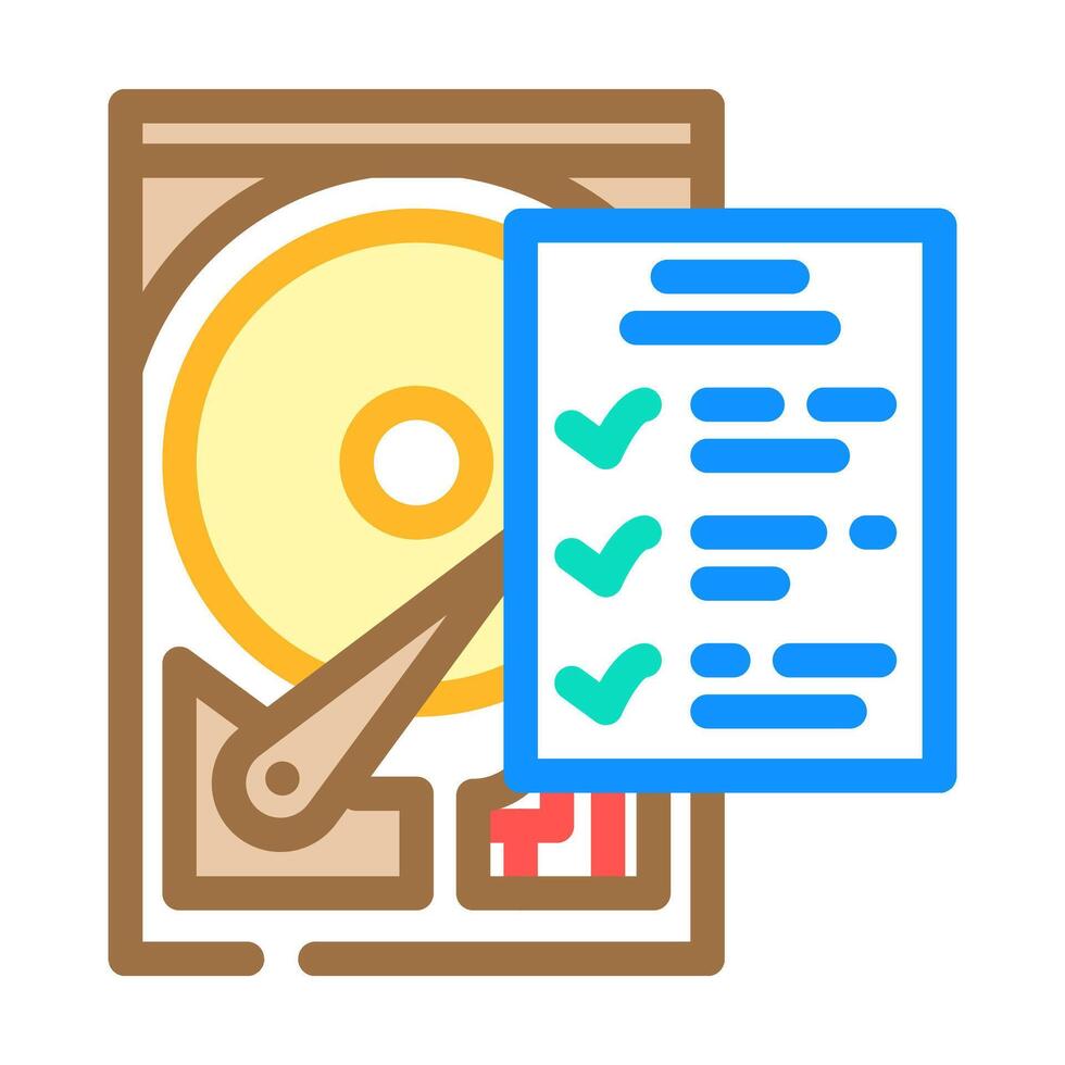 hard drive check repair computer color icon vector illustration