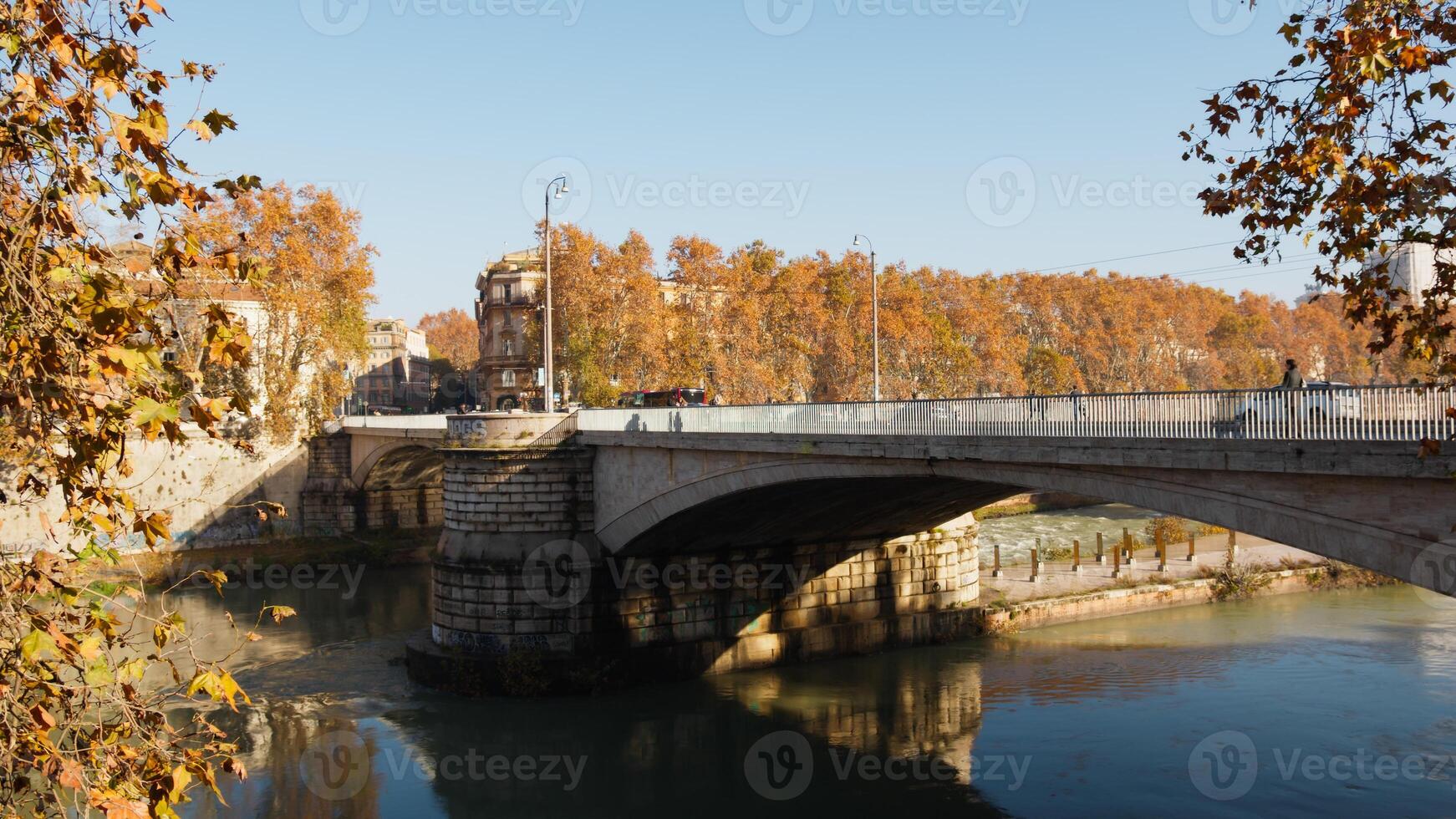 Garibaldi bridge on a Sunny day in Rome, italy photo