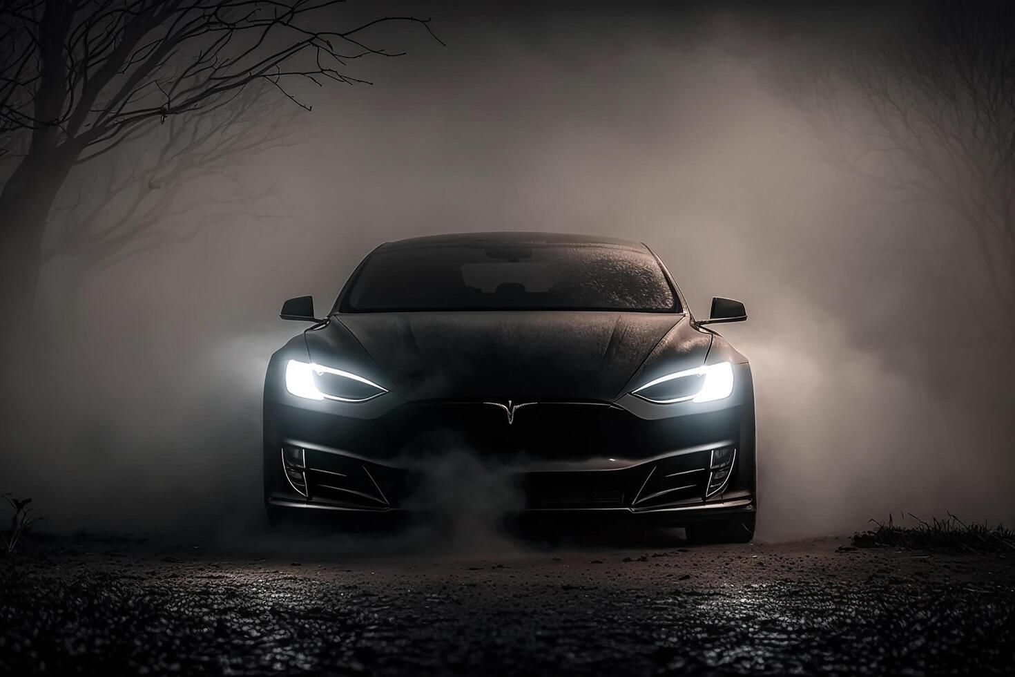 ai generado pulido brillante hermosa negro coche en oscuro aislado antecedentes para sitio web o impresión diseño generativo ai foto