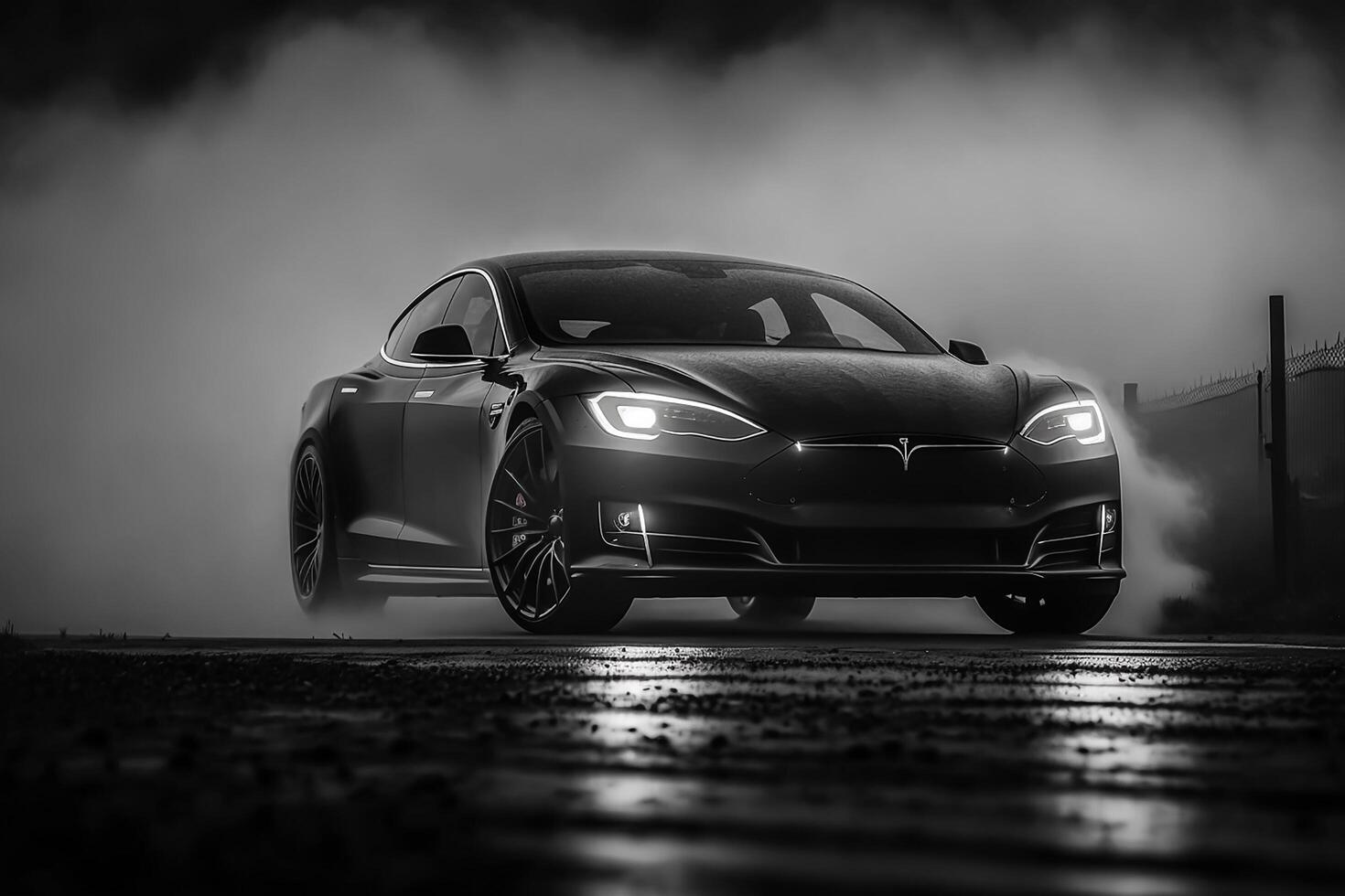 ai generado pulido brillante hermosa negro coche en oscuro aislado antecedentes para sitio web o impresión diseño generativo ai foto