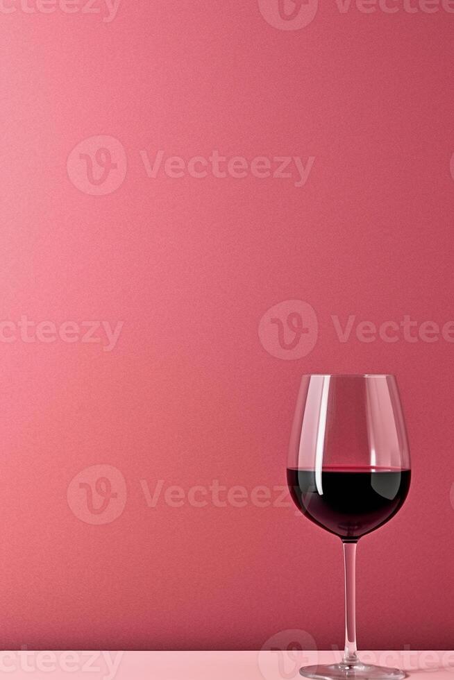 AI generated A single glass of red wine on a pink background. photo