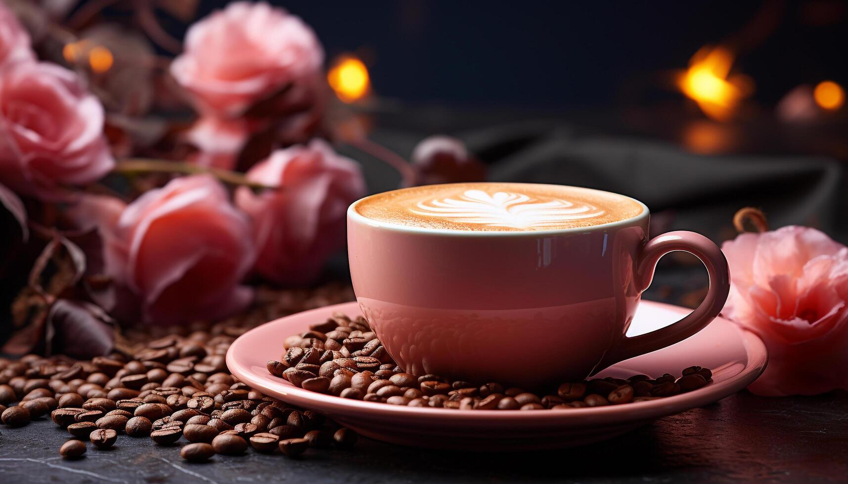 AI generated Fresh cappuccino on wooden table, a perfect morning refreshment generated by AI photo