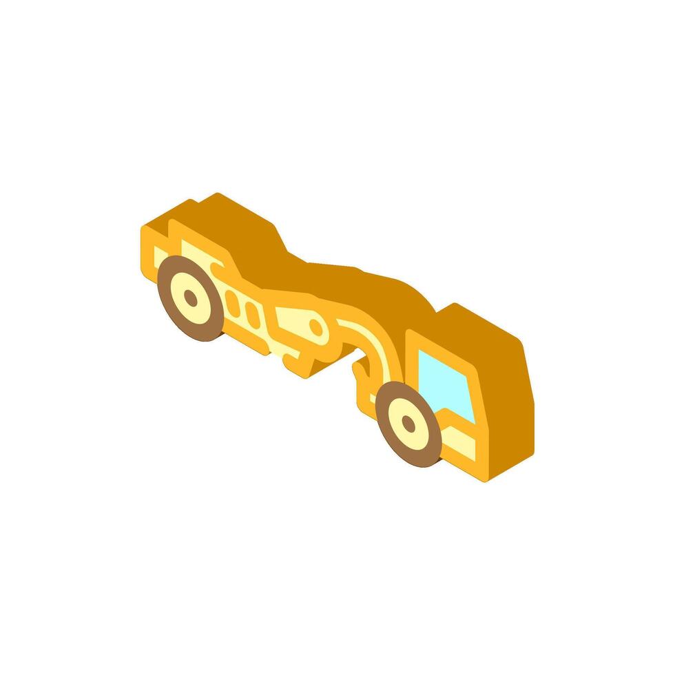 scraper machine construction vehicle isometric icon vector illustration